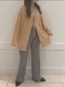 「オレンジニット」｜okamu🍦骨格ストレートさん（レディース・159cm）の秋コーディネート