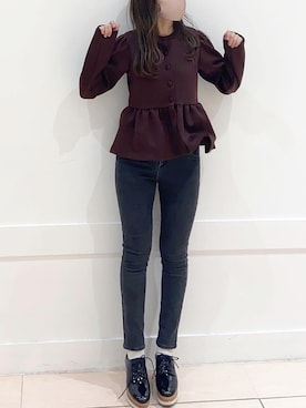 「ぺプラムトップス」｜「アイテム（その他シューズ）」を使った、okamu🍦骨格ストレートさん（レディース・160cm）の冬コーディネート