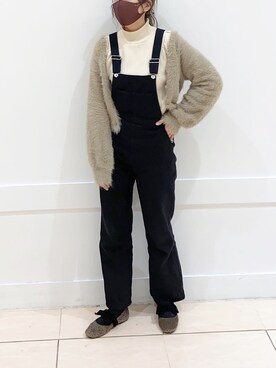 「nice claup」｜「アイテム（サロペット/オーバーオール）」を使った、okamu🍦骨格ストレートさん（レディース・160cm）の冬コーディネート
