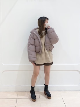 「ショーパン」｜「アイテム（ダウンジャケット/コート）」を使った、okamu🍦骨格ストレートさん（レディース・160cm）の冬コーディネート