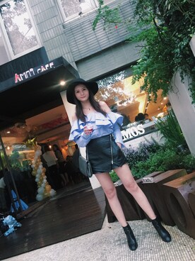 「ALDO（アルド）のアイテム（ハット）」を使った、Abbyさん（レディース・159cm）の秋コーディネート