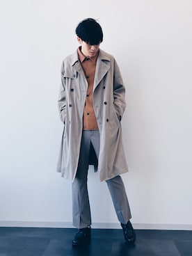 「モードストリート」｜「アイテム（トレンチコート）」を使った、nissy_HAREさん（メンズ・180cm）の冬コーディネート