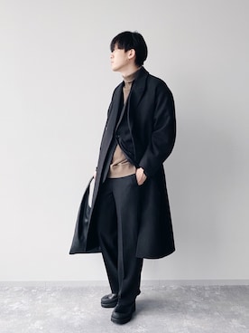 「HARE（ハレ）のアイテム（チェスターコート）」を使った、nissy_HAREさん（メンズ・180cm）の秋コーディネート