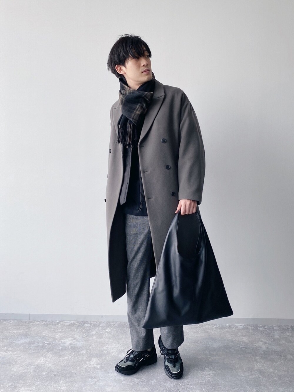 【HARE】CASHEEPウールダブルビッグコート、ブラック、Large(ラージ HARE】CASHEEPウールダブルビッグコート、ブラック、Large
