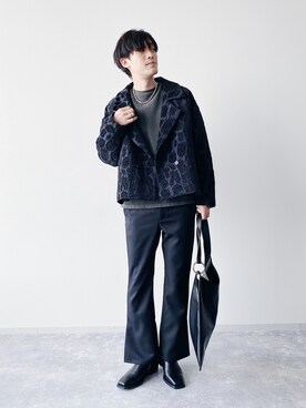 「レザーブーツ」｜「アイテム（ブルゾン）」を使った、nissy_HAREさん（メンズ・180cm）の秋コーディネート