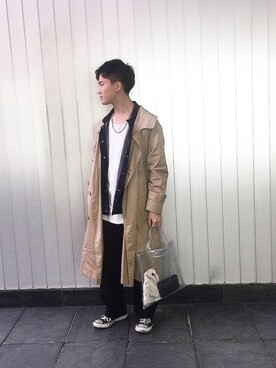 「kutir（クティール）のアイテム（トレンチコート）」を使った、Tomokiさん（メンズ・175cm）の冬コーディネート