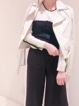 「AULA」｜「アイテム（ライダースジャケット）」を使った、massyさん（レディース・158cm）の冬コーディネート