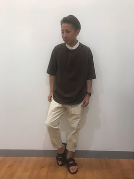 「CAMP7（キャンプセブン）のアイテム（サンダル）」を使った、hrowさん（メンズ・165cm）の夏コーディネート