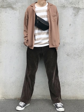 「niko and...（ニコアンド）のフェイクレザーウエストバッグ（ボディバッグ/ウエストポーチ）」を使った、ko-skさん（メンズ・175cm）の秋コーディネート