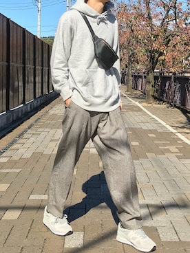 「niko and...（ニコアンド）のフェイクレザーウエストバッグ（ボディバッグ/ウエストポーチ）」を使った、ko-skさん（メンズ・175cm）の秋コーディネート