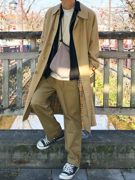 「ベージュ×ブラック」｜「アイテム（ブルゾン）」を使った、ko-skさん（メンズ・175cm）の冬コーディネート