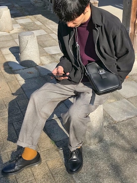 「ワイドテーパードパンツ」｜「アイテム（その他）」を使った、ko-skさん（メンズ・175cm）の冬コーディネート