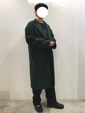 「CASPER JOHN（キャスパージョン）のアイテム（チェスターコート）」を使った、KOMさん（メンズ・166cm）の秋コーディネート