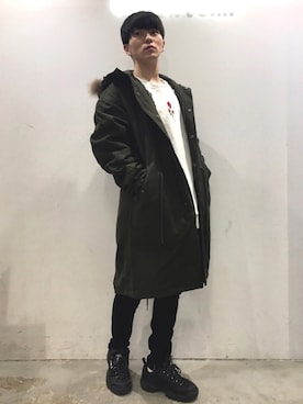 「CASPER JOHN（キャスパージョン）のアイテム（モッズコート）」を使った、KOMさん（メンズ・166cm）の秋コーディネート