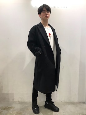 「CASPER JOHN（キャスパージョン）のアイテム（チェスターコート）」を使った、KOMさん（メンズ・166cm）の秋コーディネート