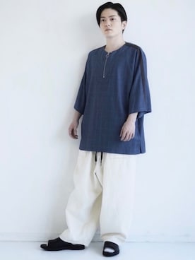 「CASPER JOHN（キャスパージョン）のアイテム（シューズ）」を使った、KOMさん（メンズ・165cm）の春コーディネート