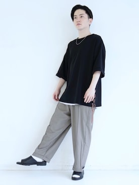 「CASPER JOHN（キャスパージョン）のアイテム（シューズ）」を使った、KOMさん（メンズ・165cm）の夏コーディネート