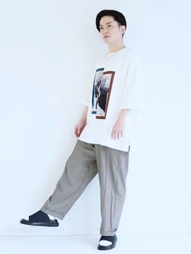 「CASPER JOHN（キャスパージョン）のアイテム（シューズ）」を使った、KOMさん（メンズ・165cm）の夏コーディネート