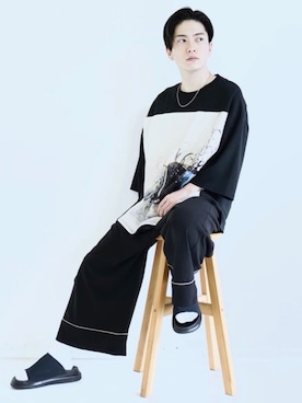 「CASPER JOHN（キャスパージョン）のアイテム（シューズ）」を使った、KOMさん（メンズ・165cm）の夏コーディネート