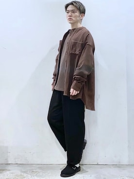 「センタープレスパンツ」｜「アイテム（スウェット）」を使った、KOMさん（メンズ・165cm）の秋コーディネート