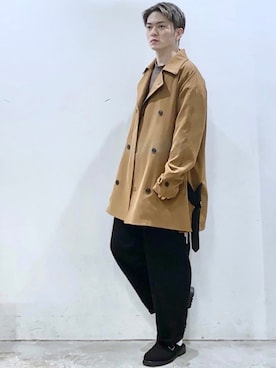 「CASPER JOHN（キャスパージョン）のアイテム（ピーコート）」を使った、KOMさん（メンズ・165cm）の秋コーディネート
