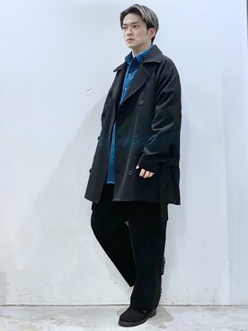 「CASPER JOHN（キャスパージョン）のアイテム（ピーコート）」を使った、KOMさん（メンズ・165cm）の秋コーディネート