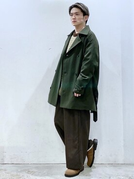 「CASPER JOHN（キャスパージョン）のアイテム（ピーコート）」を使った、KOMさん（メンズ・165cm）の秋コーディネート