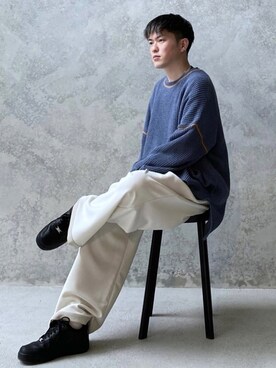 「ブルー x ホワイト」｜「アイテム（その他）」を使った、KOMさん（メンズ・165cm）の冬コーディネート