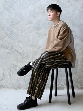 「CASPER JOHN（キャスパージョン）のアイテム（スウェット）」を使った、KOMさん（メンズ・165cm）の冬コーディネート