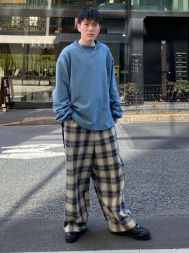 「CASPER JOHN（キャスパージョン）のアイテム（スウェット）」を使った、KOMさん（メンズ・165cm）の春コーディネート