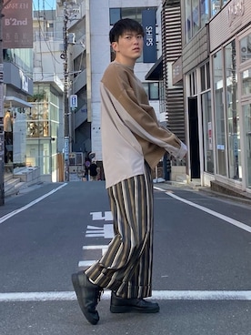 「CASPER JOHN（キャスパージョン）のアイテム（スウェット）」を使った、KOMさん（メンズ・165cm）の春コーディネート