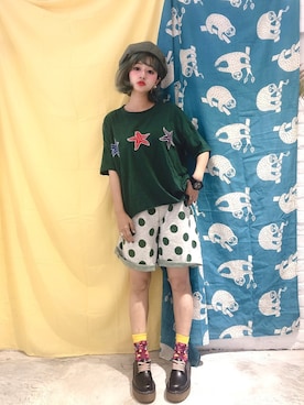 「PULL&BEAR（プルアンドベア）のアイテム（モカシン/デッキシューズ）」を使った、張小貓さん（レディース・167cm）の春コーディネート