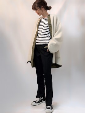 「CONVERSE（コンバース）のCONVERSE コンバース オール スター オックス / ALL STAR OX(BLACK) 32160321（スニーカー）」を使った、宇佐美 彩さん（レディース・163cm・30代）の冬コーディネート