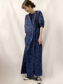 6 ROKU ロク　DOBBY フラワープリントドレス　ワンピース　花柄 6 ROKU ロク DOBBY フラワープリントドレス ワンピース ブルー