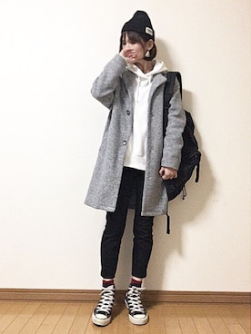 「SEVENDAYS=SUNDAY（セブンデイズサンデイ）のアイテム（チェスターコート）」を使った、yktms_mさん（レディース・157cm）の冬コーディネート