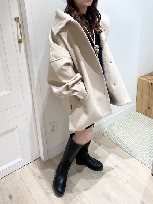 ☆新品☆mystic 衿リブウール風ジャケットコートコート