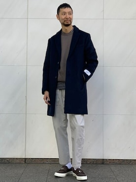 「417 EDIFICE（フォーワンセブンエディフィス）のアイテム（チェスターコート）」を使った、Senoさん（メンズ・185cm）の秋コーディネート