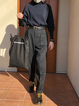 「UNITED TOKYO（ユナイテッドトウキョウ）のボリュームスリーブニット（ニット/セーター）」を使った、reoさん（レディース・168cm）の秋コーディネート