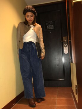 「Abahouse Devinette（ドゥヴィネット）のアイテム（帽子）」を使った、OHIKさん（レディース・158cm）の秋コーディネート