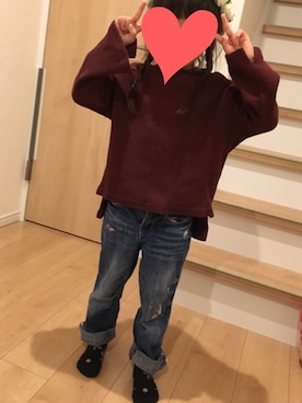 「CIAOPANIC TYPY（チャオパニックティピー）のアイテム（ニット/セーター、レッド系）」を使った、すみれさん（レディース）の秋コーディネート