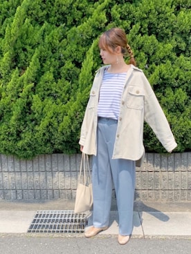 「ブルー x ホワイト」｜「アイテム（バレエシューズ）」を使った、a i n aさん（レディース・164cm）の春コーディネート