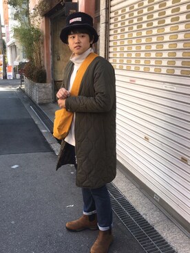「HARE（ハレ）のアイテム（その他アウター、グリーン系）」を使った、つかささん（メンズ・162cm）の冬コーディネート