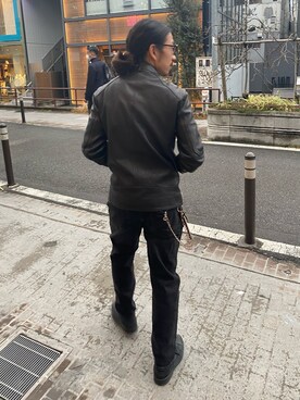 「ALLSAINTS（オールセインツ）のアイテム（ライダースジャケット）」を使った、nateさん（メンズ・171cm）の春コーディネート