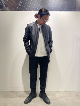 「ALLSAINTS（オールセインツ）のアイテム（ライダースジャケット）」を使った、nateさん（メンズ・171cm）の春コーディネート
