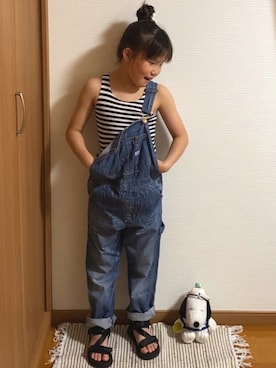 「antiqua」｜「アイテム（サロペット/オーバーオール）」を使った、ties-flower11さん（キッズ・125cm）の春コーディネート