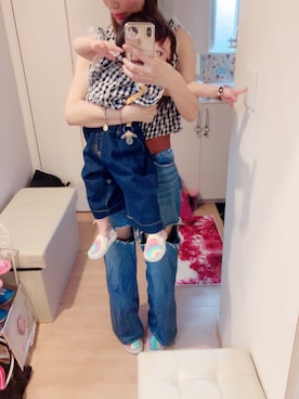 「親子でおそろい」｜「アイテム（スリッポン）」を使った、hirumamaさん（キッズ・90cm）の夏コーディネート