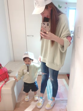 「アイテム（スウェット）」を使った、hirumamaさん（キッズ・90cm）の春コーディネート