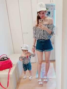 「Rady（レディー）のアイテム（キャップ）」を使った、hirumamaさん（キッズ・90cm）の春コーディネート