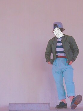 「GU（ジーユー）のアイテム（デニムパンツ、その他）」を使った、ねずさん（レディース・156cm）の春コーディネート