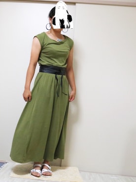 「Lee（リー）の LEE(リー）（サンダル、ホワイト系）」を使った、ねずさん（レディース・156cm）の夏コーディネート
